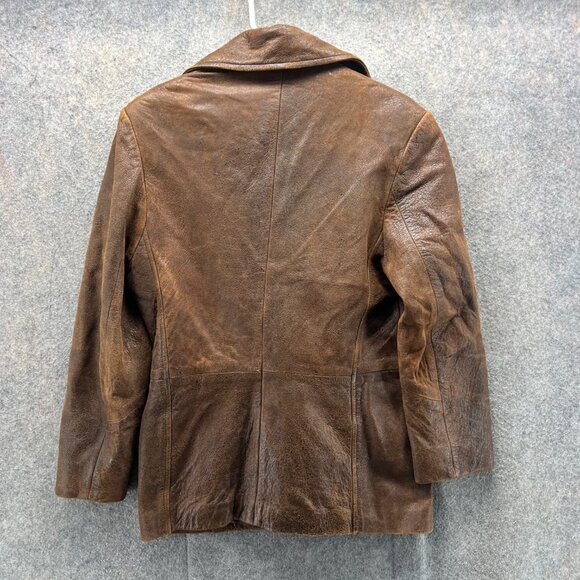 Vintage Bebe Leather Jacket Womens Medium Brown Blazer San Francisco 90s - Picture 2 of 11